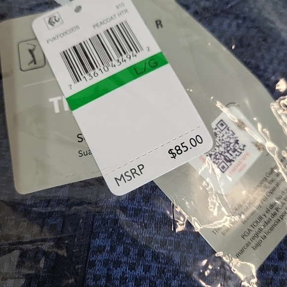 PGA Tour Men's Large 1/4 Zip Moisture Wicking Sweater Peacoat Heather Blue NWT - Picture 4 of 8